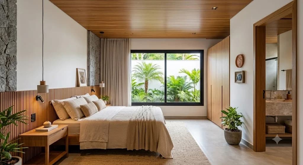 Segunda suíte com vista direta para o jardim tropical — Residencial Chapada
